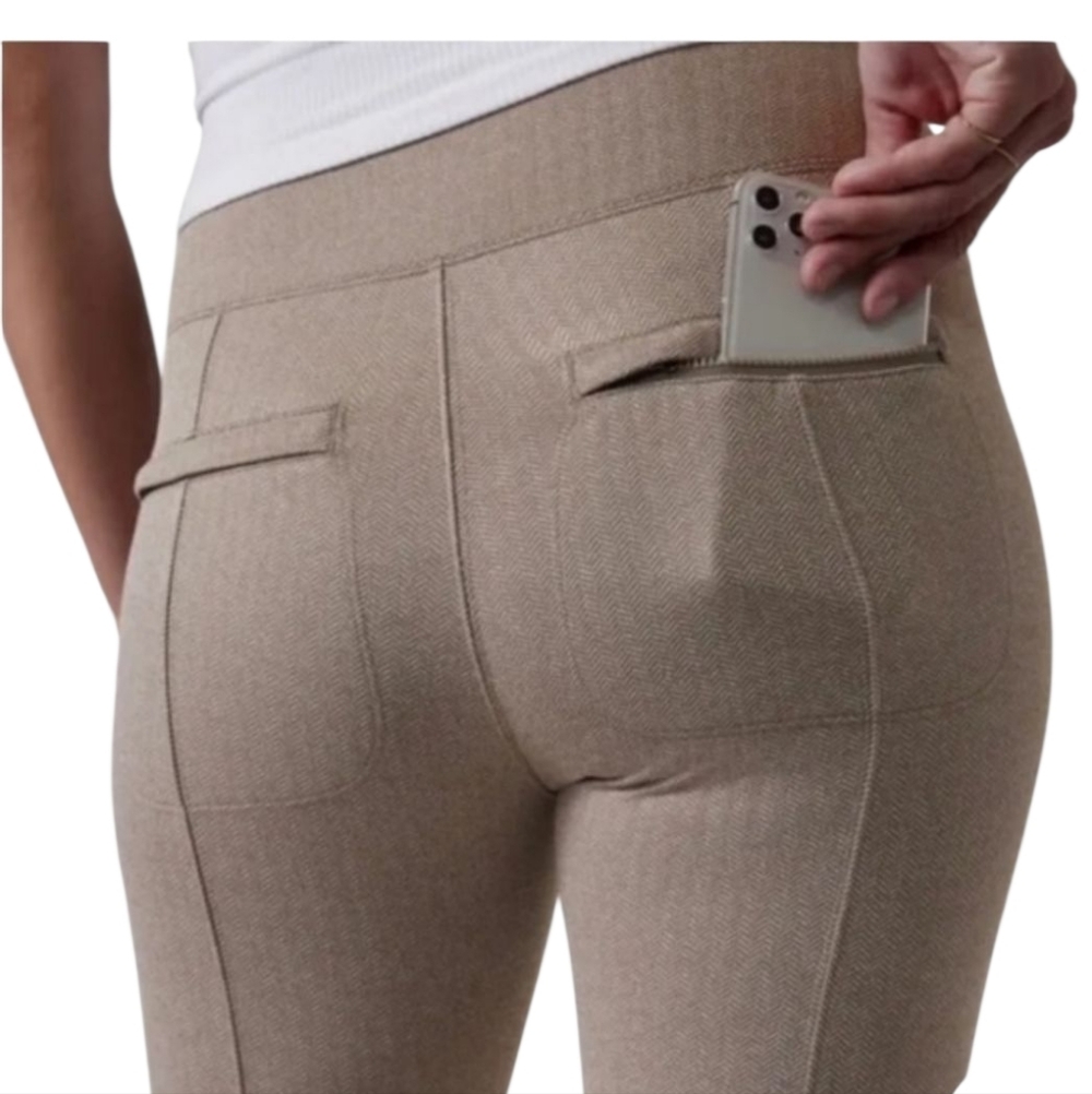😁Athleta Delancey Herringbone Tight Gray Leggings Back Pockets Size XS - Picture 2 of 12